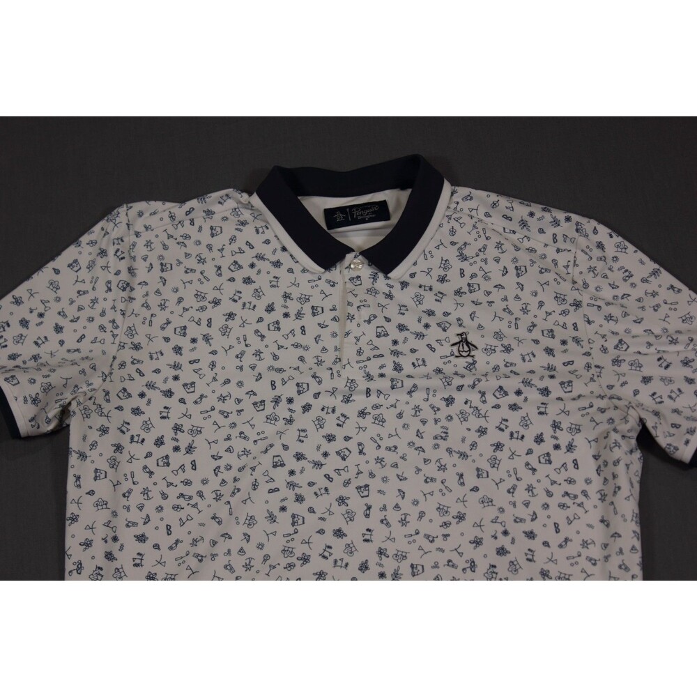 Original Penguin Men’s Golf Theme Cocktails Polo All Over Print Mens Size Medium - Picture 2 of 11